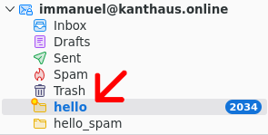 Screenshot of the folders in a typical Kanthaus email account